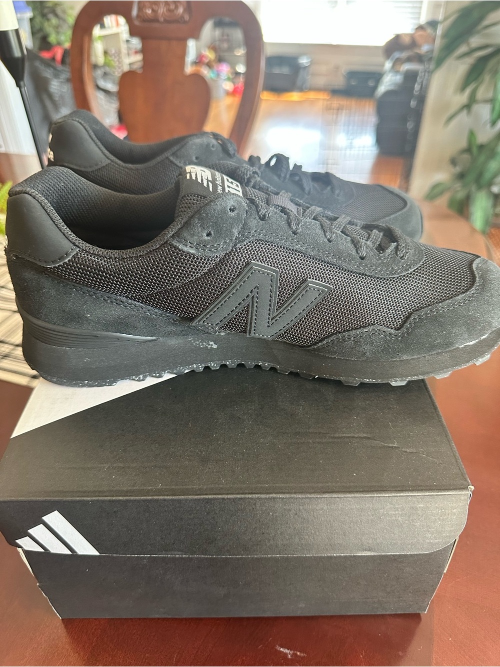 New Balance Men's All-Black Mesh & Suede Casual Sneakers